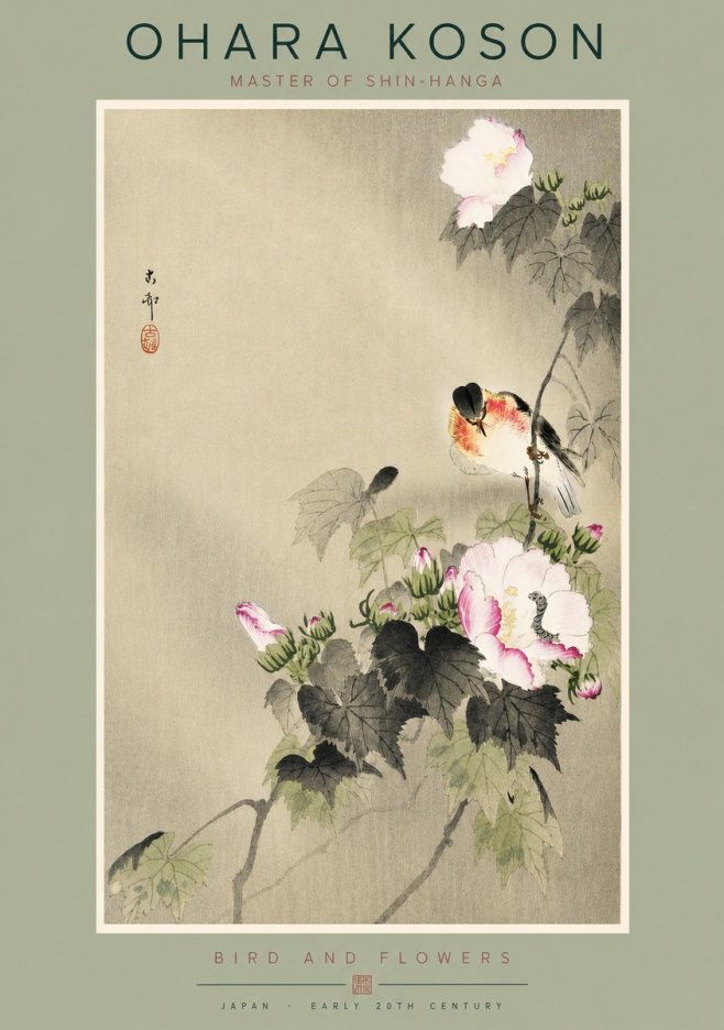 Ohara Koson Bird and Flowers No2 - Affiche