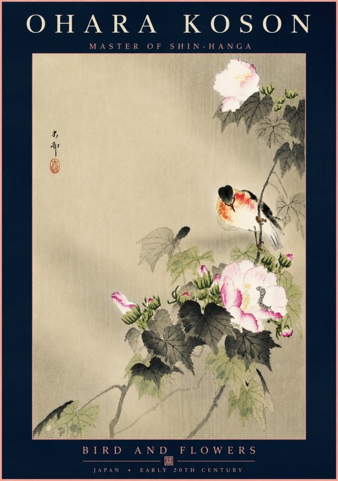 Ohara Koson Bird and Flowers No6 - Affiche