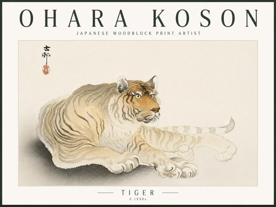 Ohara Koson Tiger No6 - Affiche