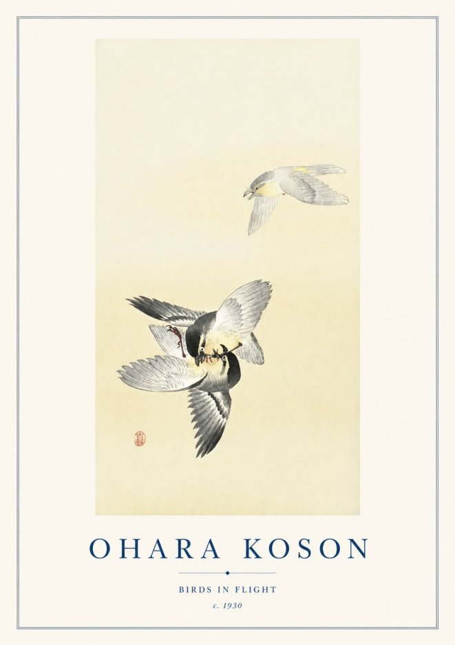 Ohara Koson Birds in Flight No1 - Affiche