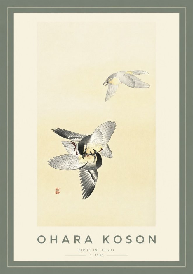 Ohara Koson Birds in Flight No2 - Affiche