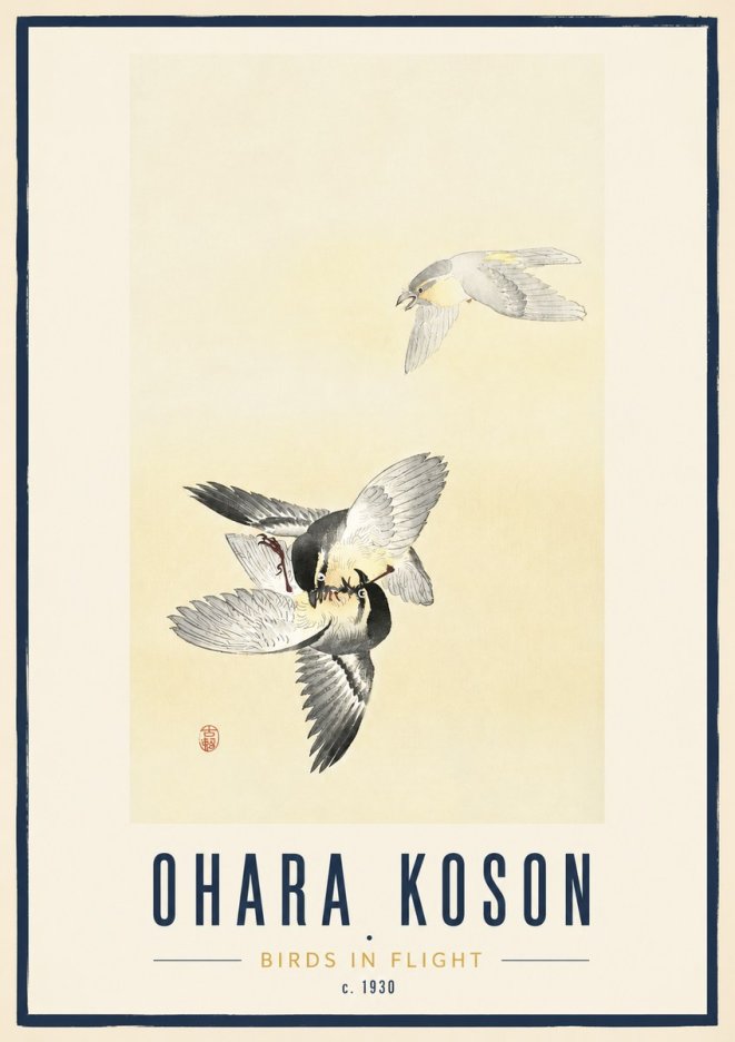 Ohara Koson Birds in Flight No3 - Affiche