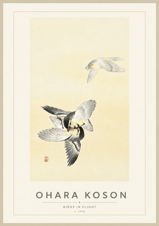 Ohara Koson Birds in Flight No4 - Affiche