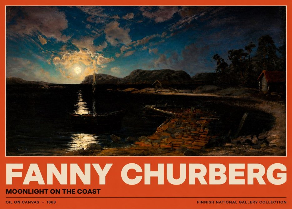 Fanny Churberg Moonlight on the Coast No2 - Affiche