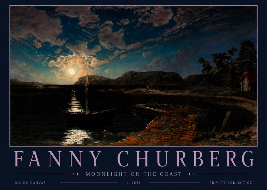 Fanny Churberg Moonlight on the Coast No3 - Affiche
