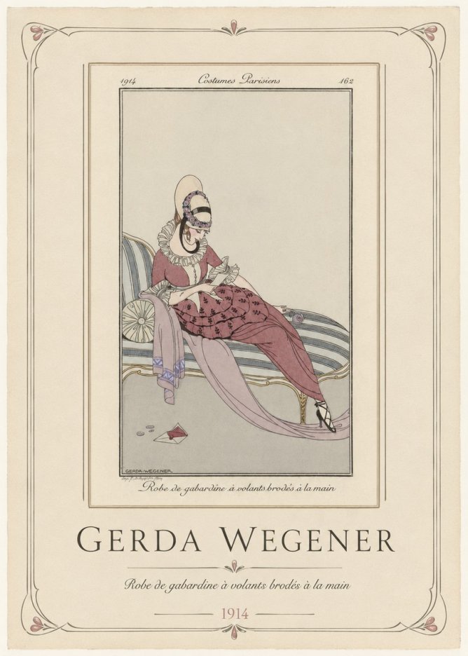 Gerda Wegener Robe De Gabardine À Volants Brodés À La Main I No1 - Affiche