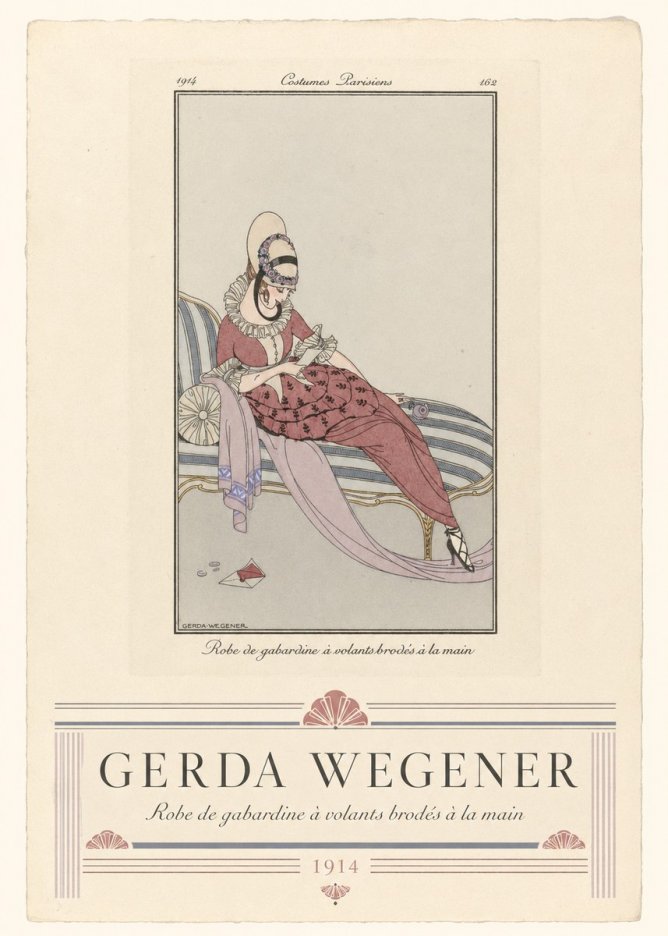 Gerda Wegener Robe De Gabardine À Volants Brodés À La Main I No3 - Affiche