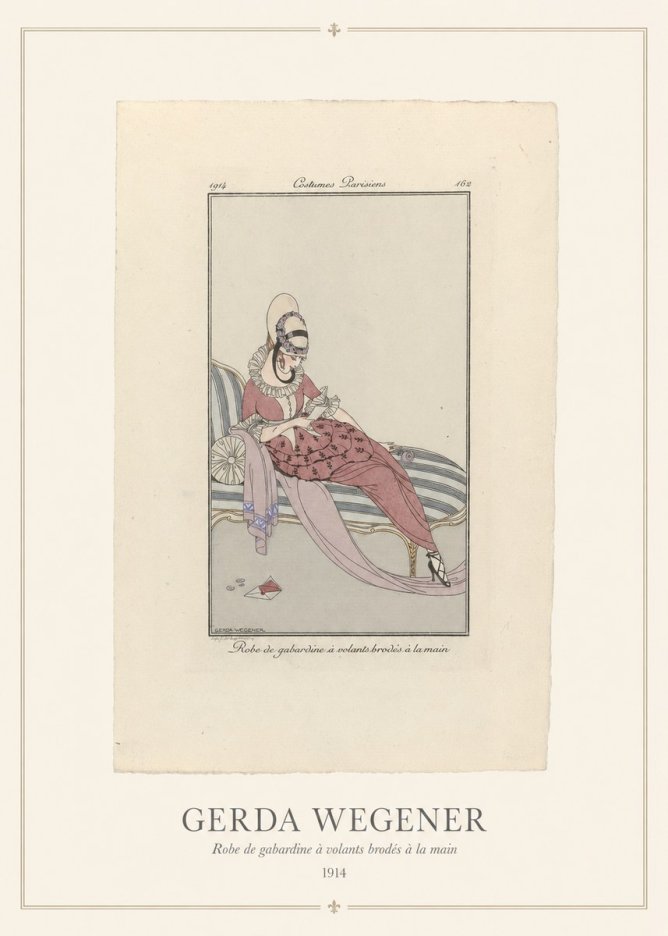 Gerda Wegener Robe De Gabardine À Volants Brodés À La Main I No5 - Affiche