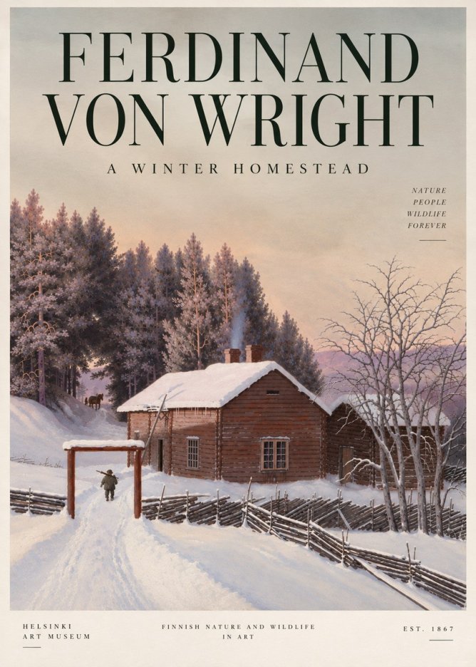 Ferdinand von Wright Winter at the Forest Edge No5 - Affiche