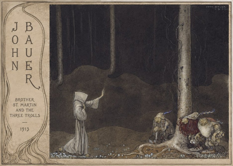John Bauer Brother St. Martin and the Three Trolls No3 - Affiche