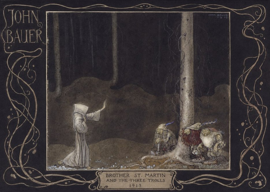 John Bauer Brother St. Martin and the Three Trolls No5 - Affiche