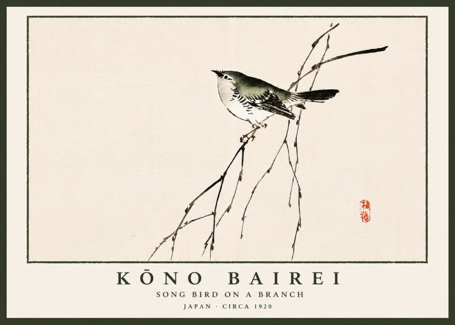 Kōno Bairei Song Bird on a Branch No5 - Affiche