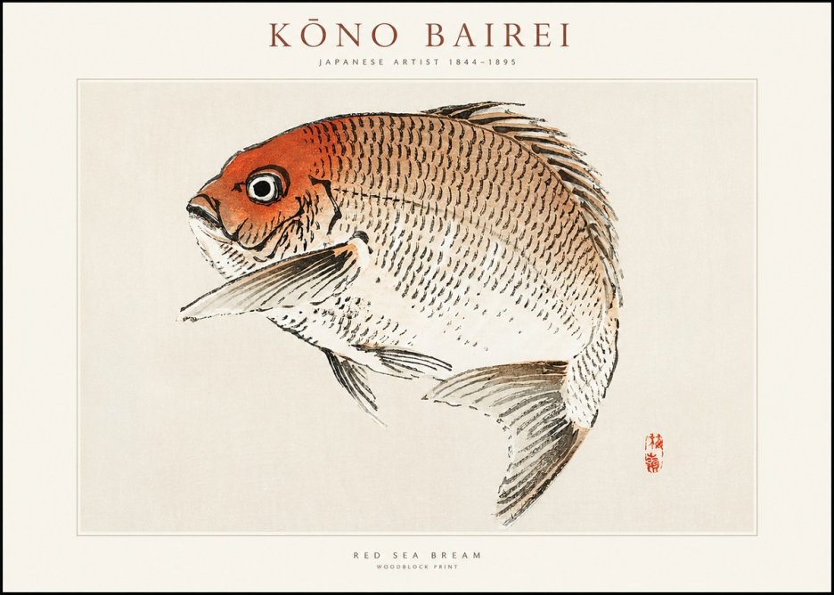Kōno Bairei Red Sea Bream No1 - Affiche