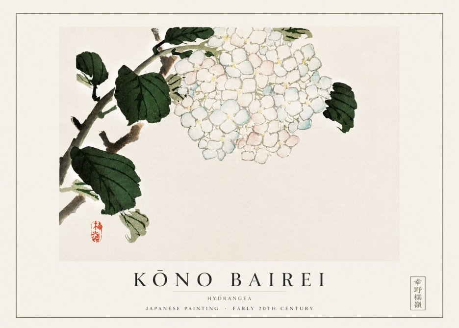 Kōno Bairei Hydrangea No3 - Affiche