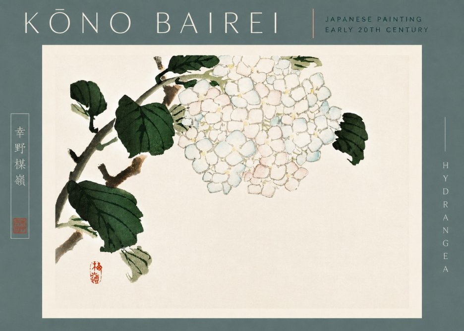 Kōno Bairei Hydrangea No4 - Affiche