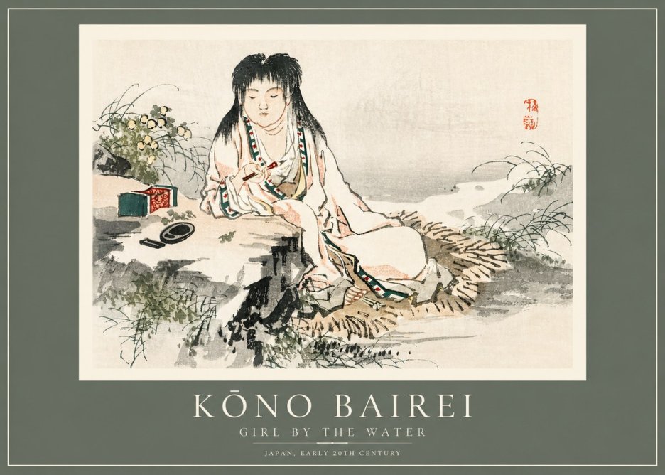 Kōno Bairei Girl by the Water No2 - Affiche