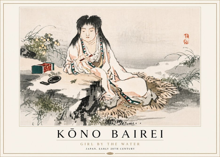 Kōno Bairei Girl by the Water No5 - Affiche
