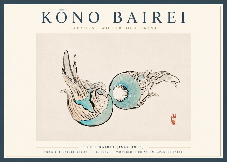 Kōno Bairei Abstract Botanical Forms No4 - Affiche