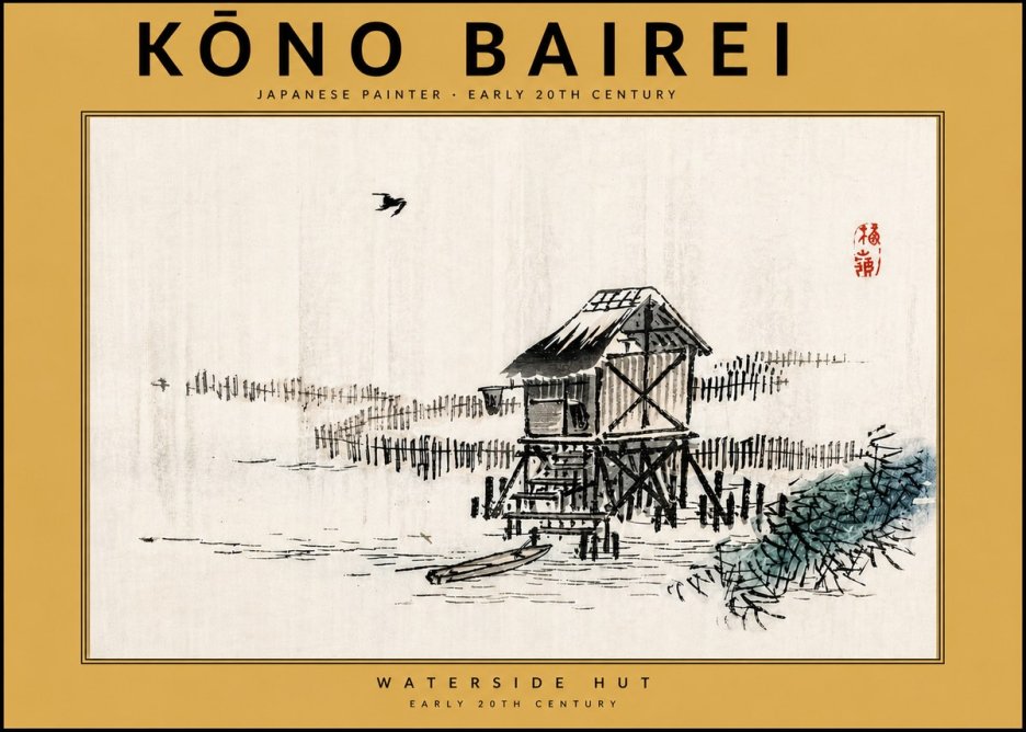 Kōno Bairei Waterside Hut No5 - Affiche