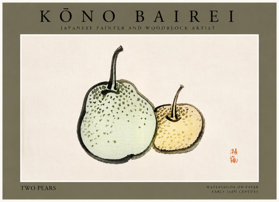 Kōno Bairei Two Pears No3 - Affiche