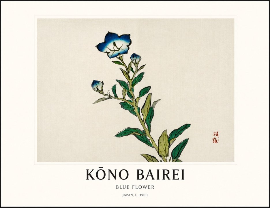 Kōno Bairei Blue Flower No1 - Affiche