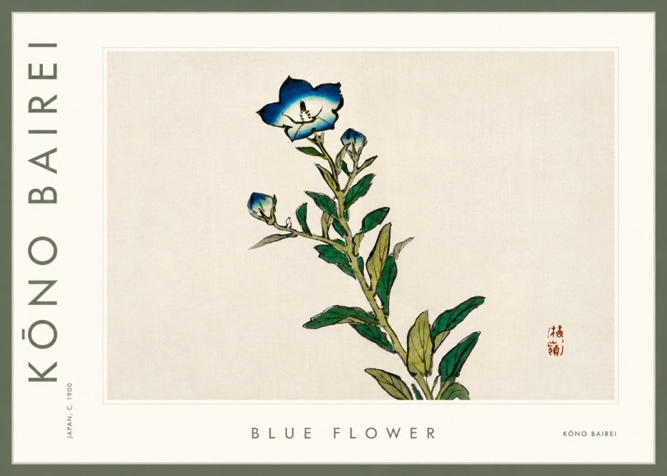Kōno Bairei Blue Flower No3 - Affiche