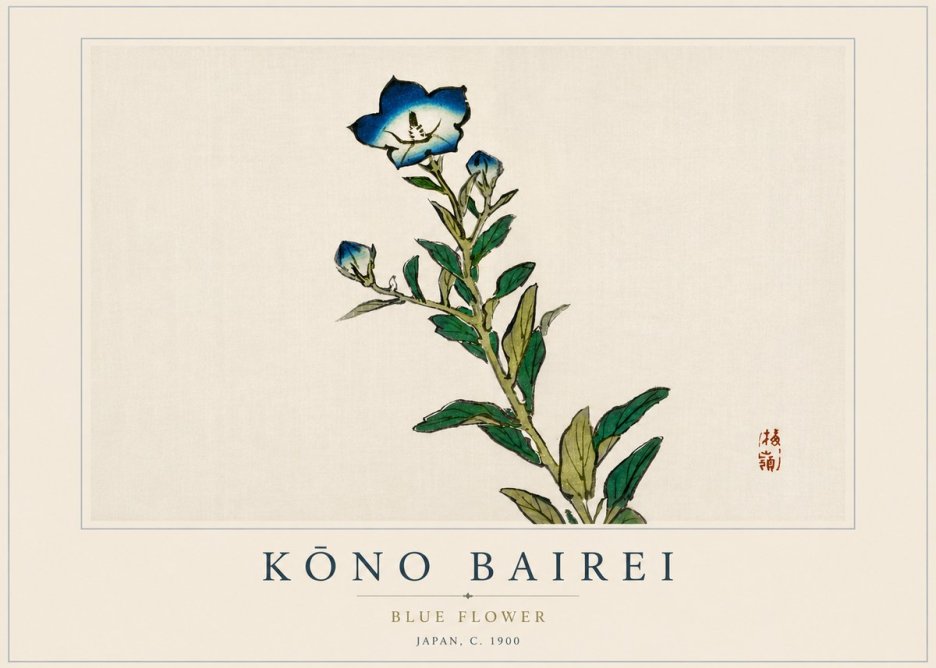 Kōno Bairei Blue Flower No4 - Affiche