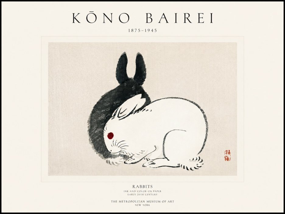 Kōno Bairei Rabbits No1 - Affiche