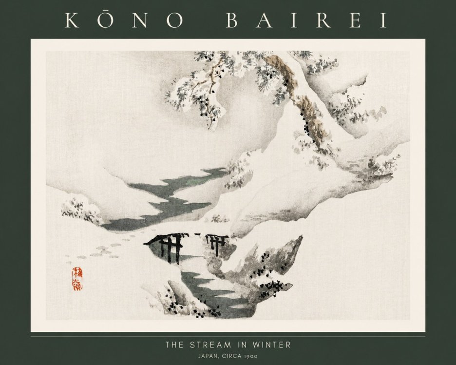 Kōno Bairei The Stream in Winter No2 - Affiche