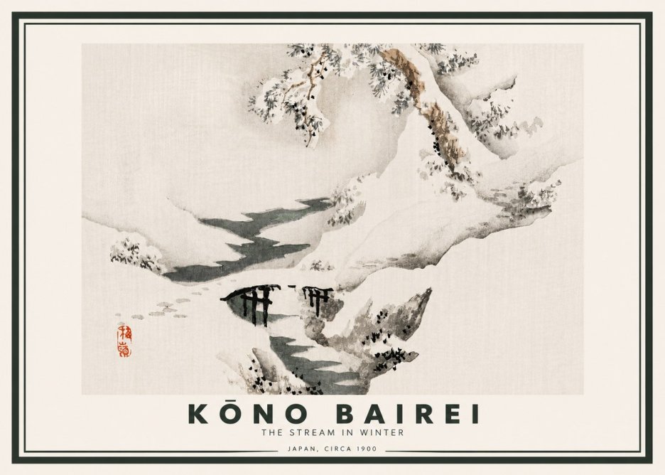 Kōno Bairei The Stream in Winter No4 - Affiche