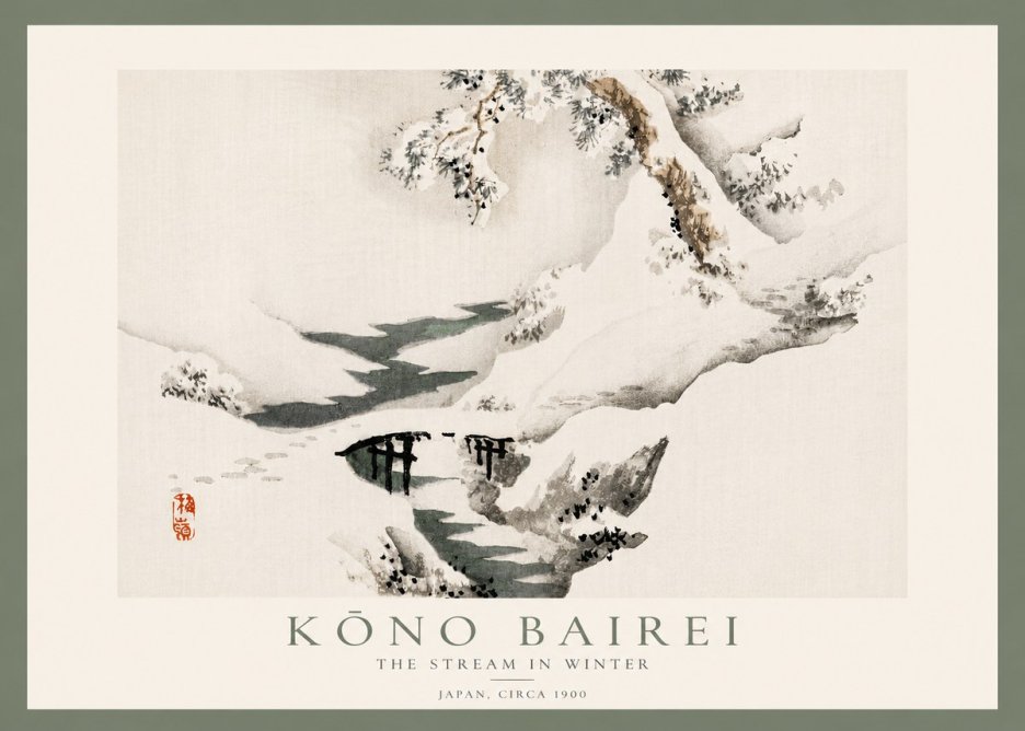 Kōno Bairei The Stream in Winter No5 - Affiche