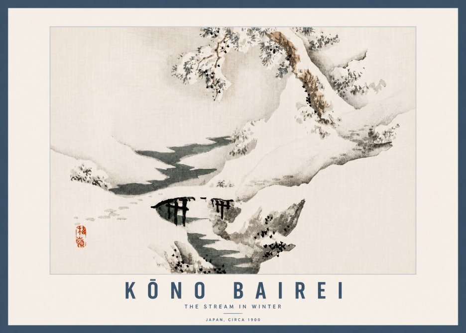 Kōno Bairei The Stream in Winter No6 - Affiche