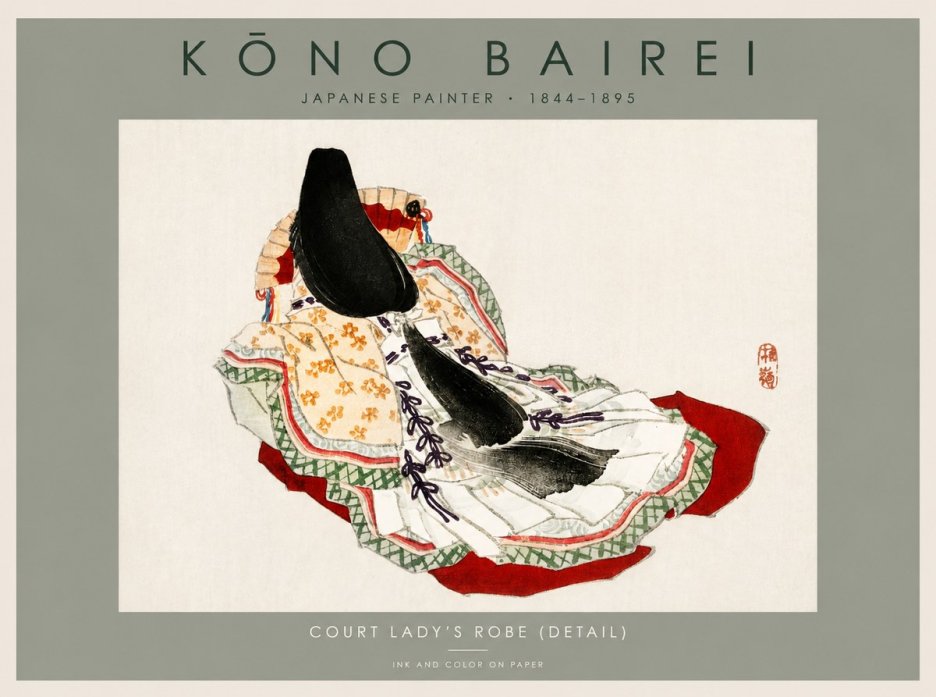 Kōno Bairei Court Lady's Robe (Detail) No2 - Affiche