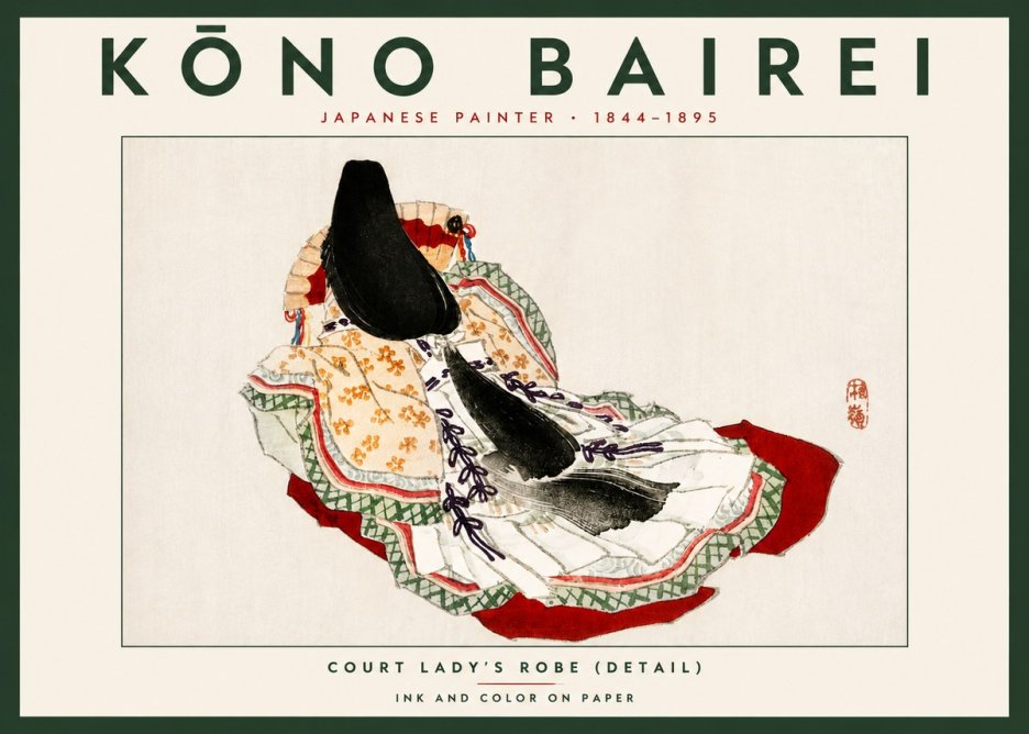 Kōno Bairei Court Lady's Robe (Detail) No5 - Affiche