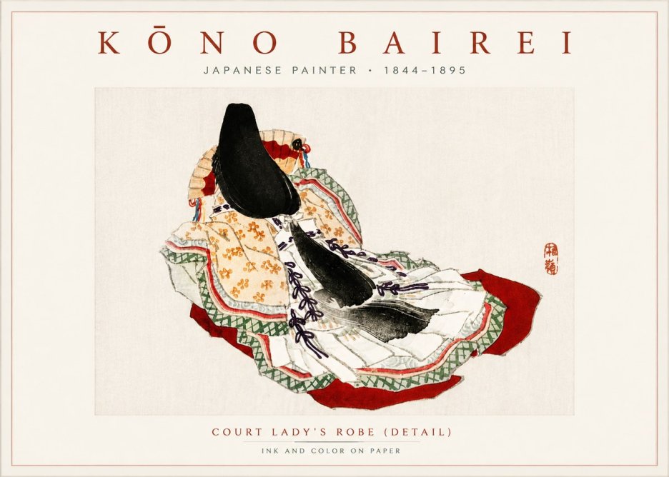 Kōno Bairei Court Lady's Robe (Detail) No6 - Affiche
