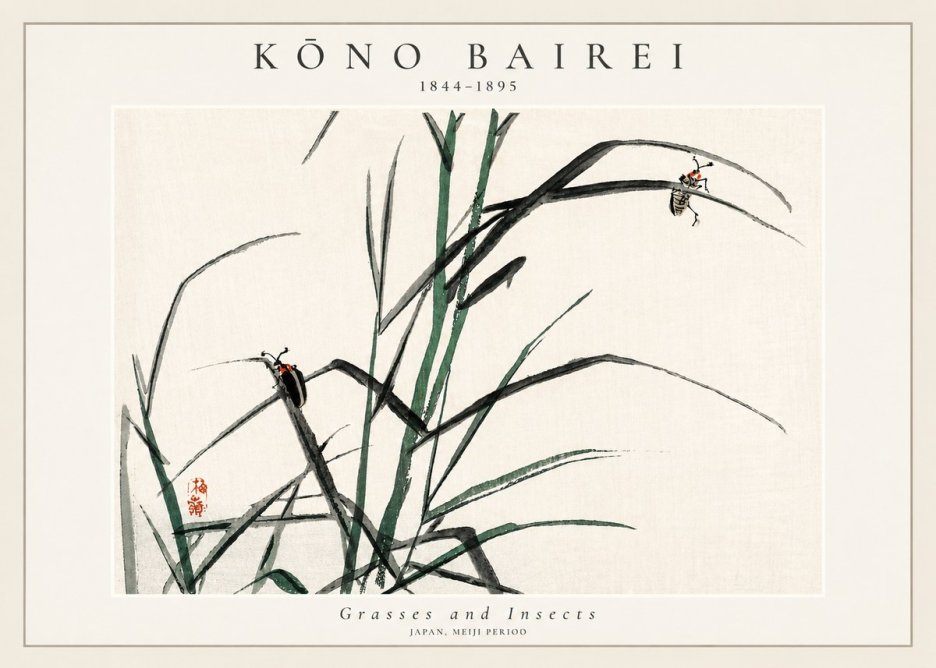 Kōno Bairei Grasses and Insects No3 - Affiche