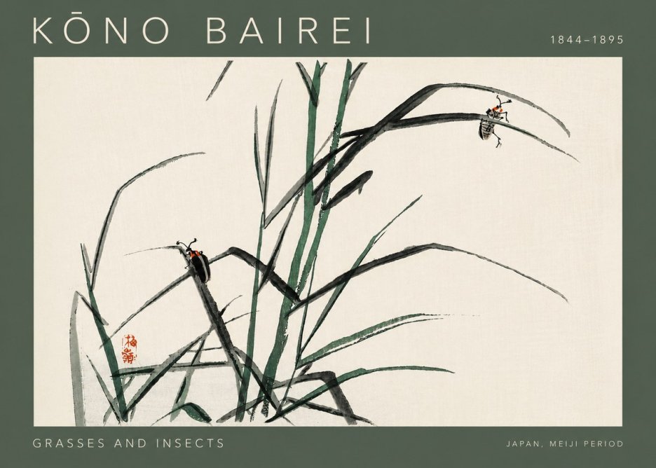 Kōno Bairei Grasses and Insects No4 - Affiche