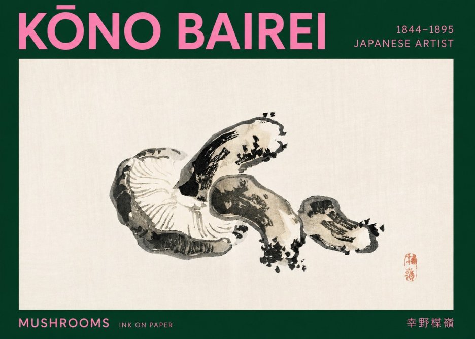 Kōno Bairei Mushrooms No2 - Affiche