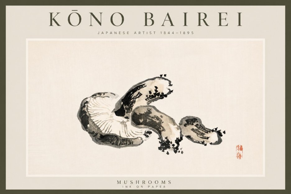 Kōno Bairei Mushrooms No3 - Affiche
