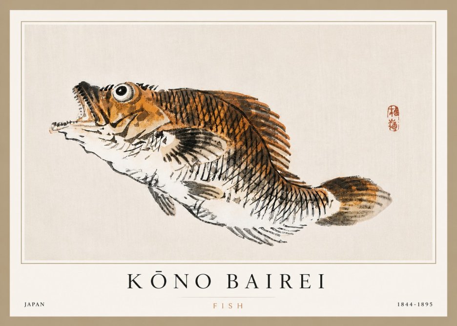 Kōno Bairei Fish II No3 - Affiche
