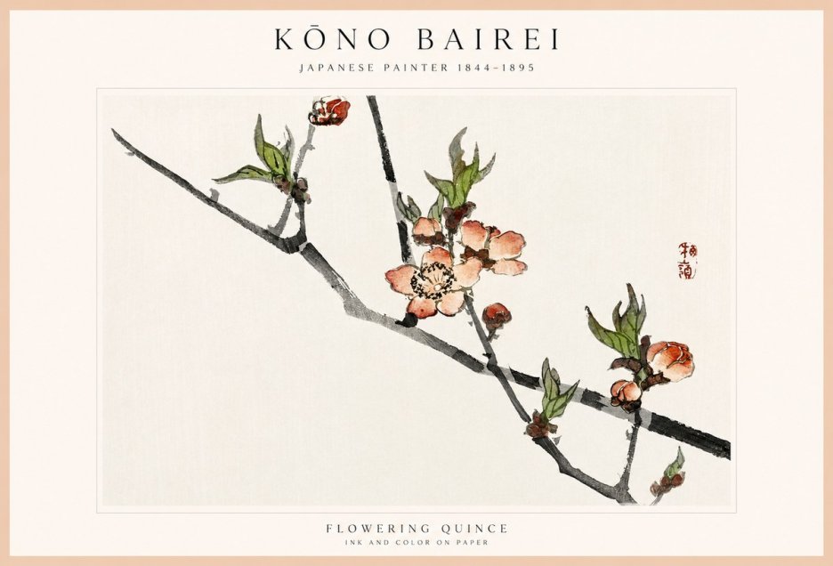 Kōno Bairei Flowering Quince No1 - Affiche