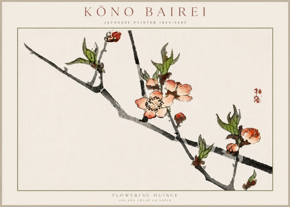 Kōno Bairei Flowering Quince No2 - Affiche