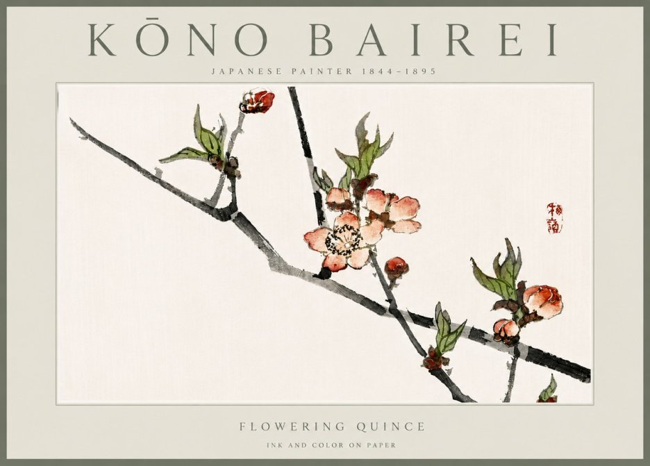 Kōno Bairei Flowering Quince No6 - Affiche