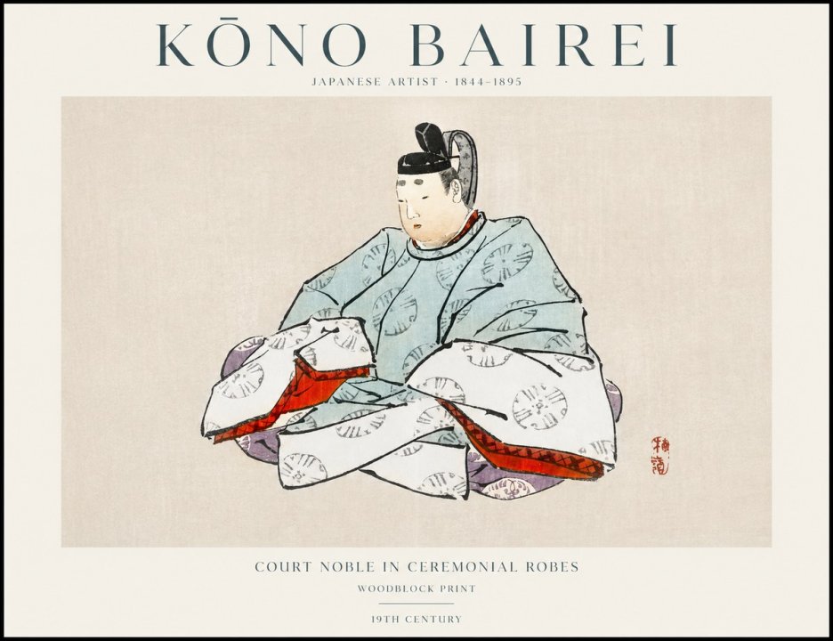 Kōno Bairei Court Noble in Ceremonial Robes No1 - Affiche