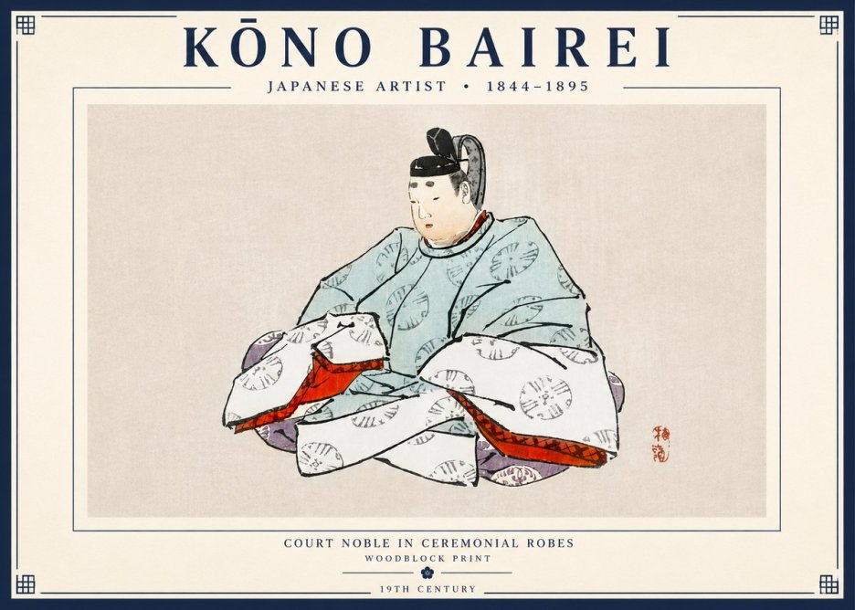 Kōno Bairei Court Noble in Ceremonial Robes No3 - Affiche
