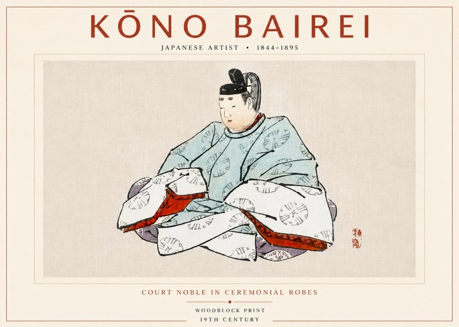Kōno Bairei Court Noble in Ceremonial Robes No4 - Affiche