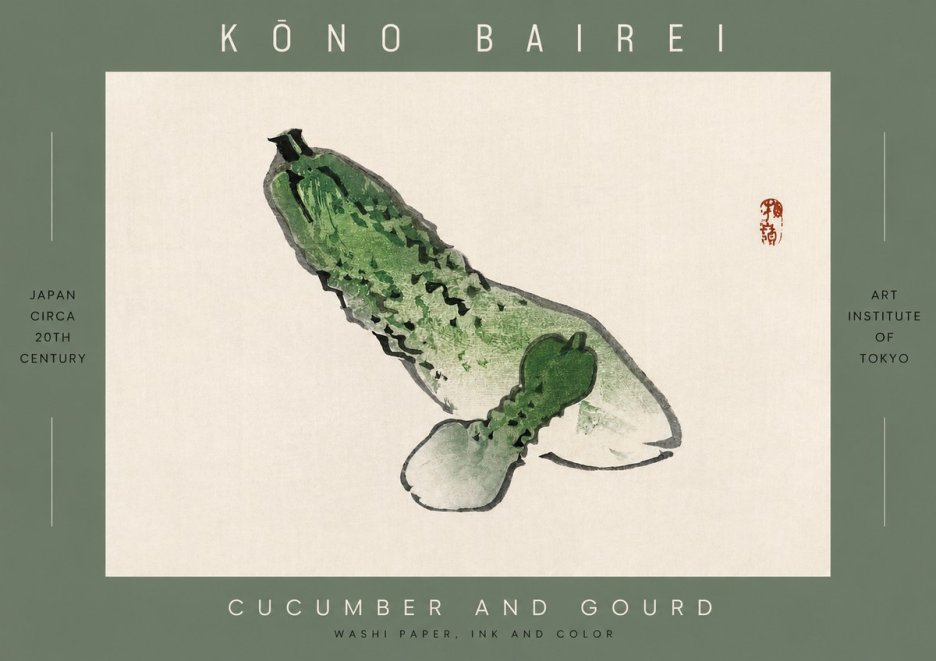 Kōno Bairei Cucumber and Gourd No2 - Affiche