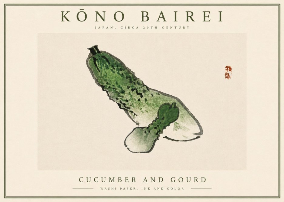 Kōno Bairei Cucumber and Gourd No6 - Affiche