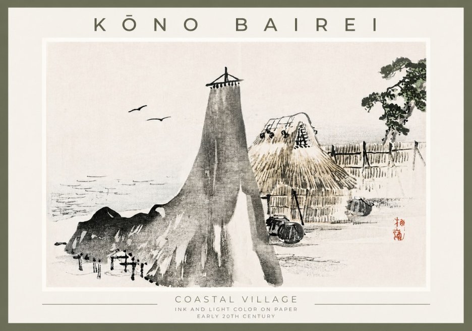 Kōno Bairei Coastal Village No2 - Affiche