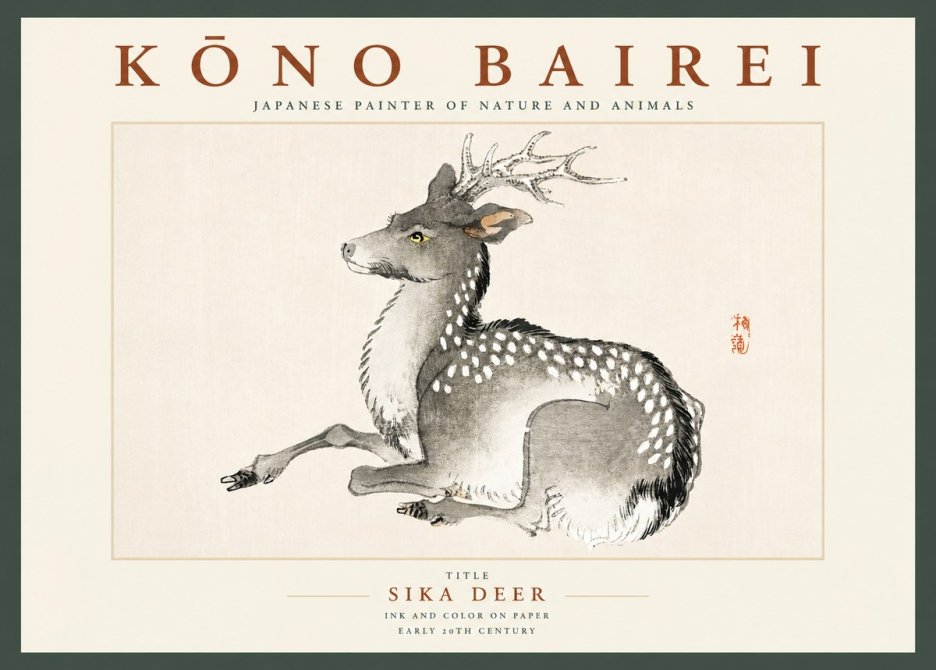 Kōno Bairei Sika Deer No2 - Affiche